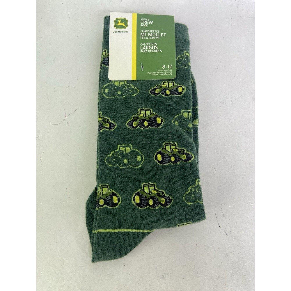 John Deere Tractor All Over Print Green Novelty Men’s Fashion Socks Size 8-12